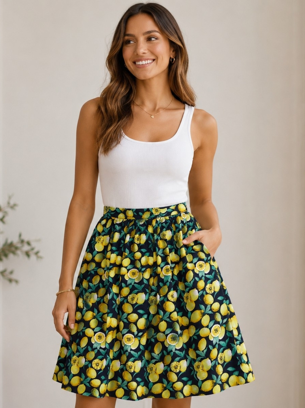 Compania Fantastica Lemon Print Skirt
